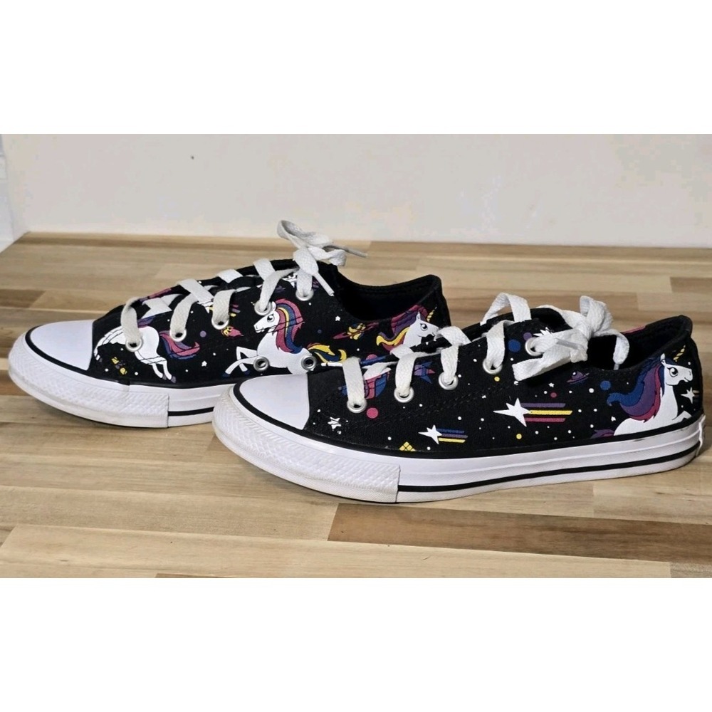 Converse All Star Unicorn Black Colorful Unicorn Sneakers Junior's Size 3‎